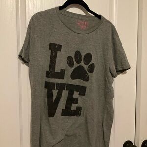 Crazy Dog T-Shirts Gray Love Paw Print Tee